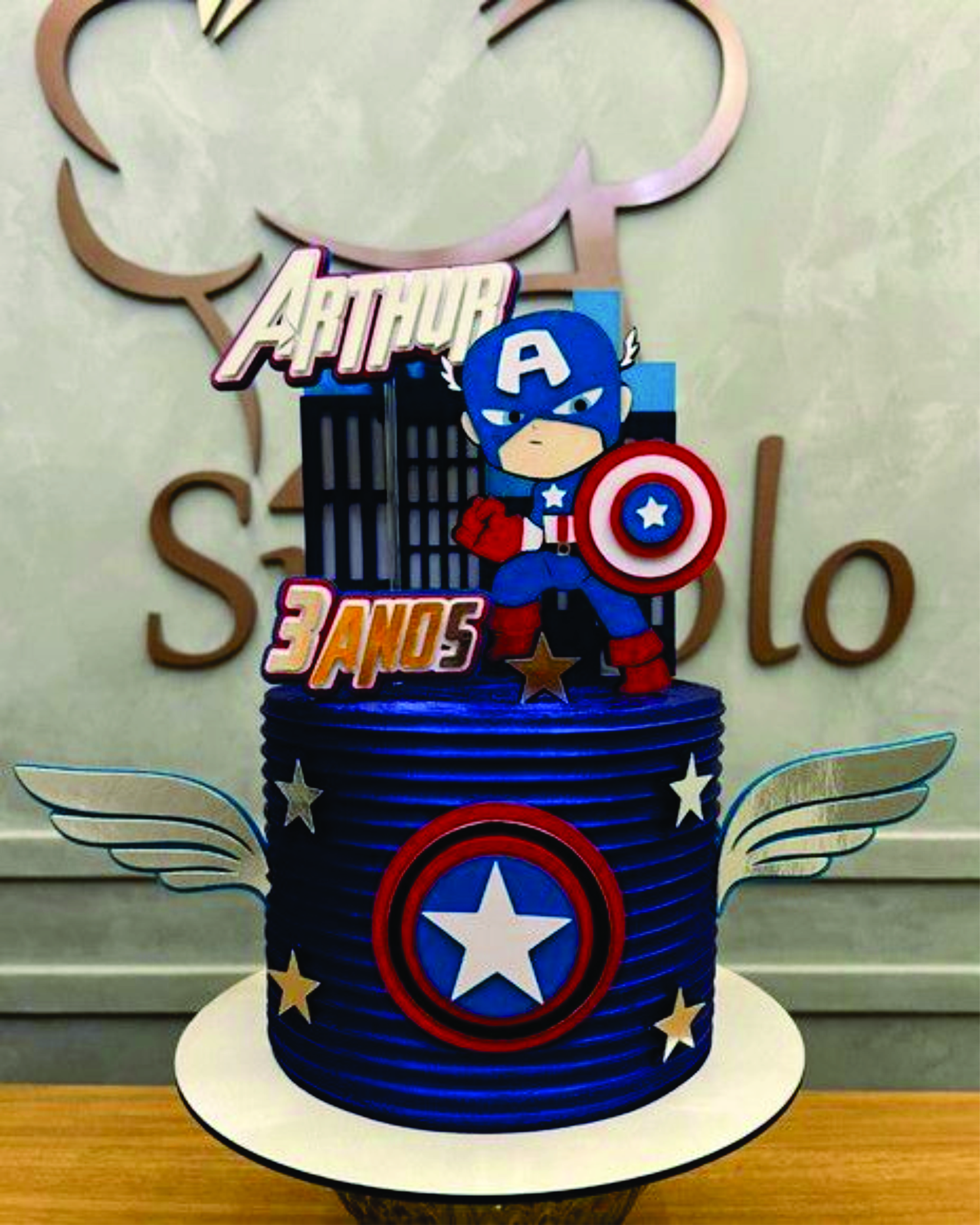 Topper de bolo CAPITAO AMERICA para festa