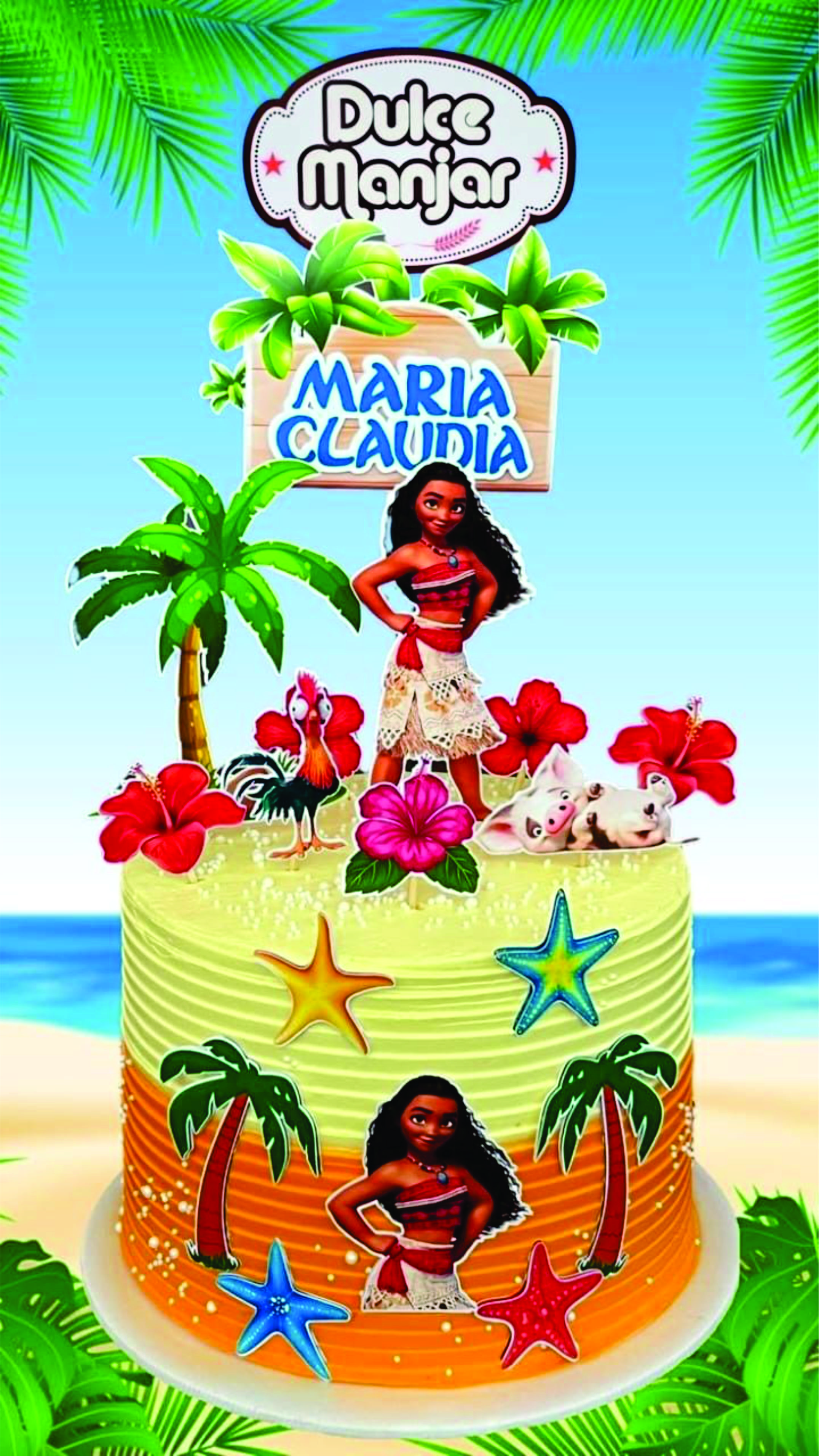 Topper de bolo MOANA para festa